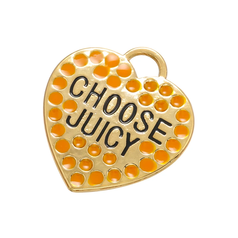 ZHUKOU Enamel heart Pendant CHOOSE JUICY Pendant for Handmade Necklace Earrings Jewelry Accessories Supply Wholesale VD1016