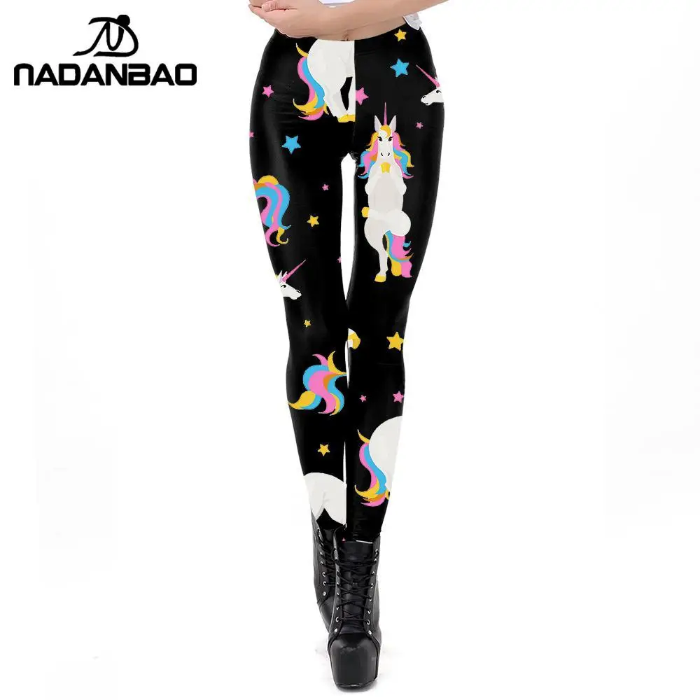 NADANBAO New Arrival Unicorn Leggings Women Workout Leggins Cartoon Printing Cute Fitness Pants Female Legins