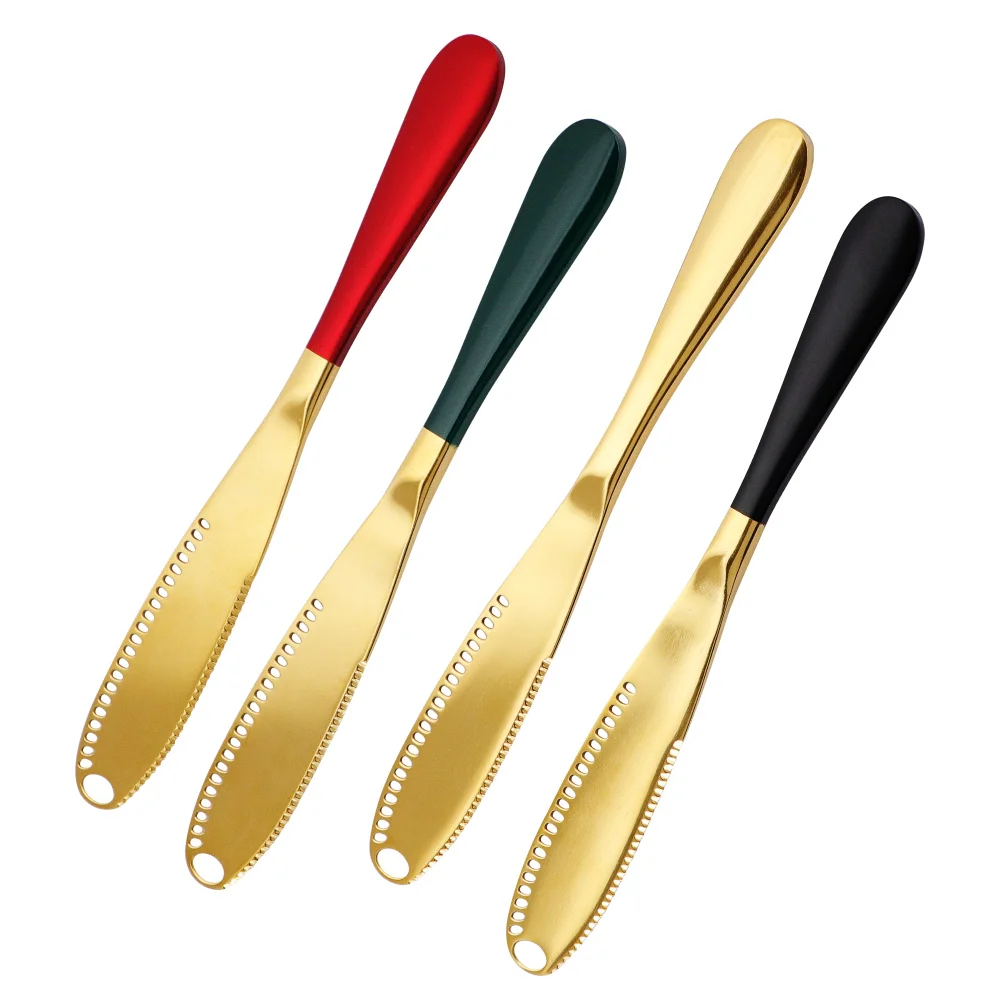 

4pcs/Set Stainless Steel Golden Butter Knife Cheese Slicer Spatula Dessert Spreaders Cream Knife Breakfast Kitchen Tool