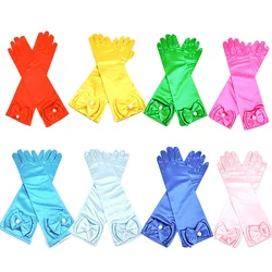 Guantes de dedo largo de 29x8 cm para niños, 11 colores, azul, rosa, amarillo, verde, accesorios de princesa, disfraz de fiesta de Elsa