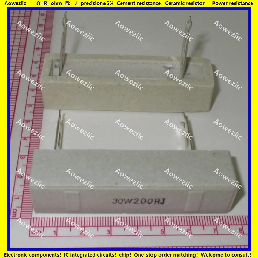 

2Pcs 30W200RJ 30W 200 ohm +/- 5% Horizontal cement resistor 30W 200RJ Cement resistance 30W200R 200OHM Ceramic resistor plug-in