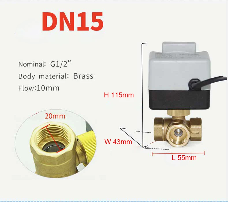 1/2" 3/4" 1" 2 Inch 3 Way Motorized Ball Valve Electric Ball Valve Three Wires Two Point Control Ball Valve With Manual Switch