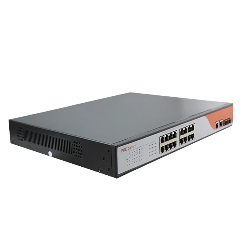 ANDDEAR-HYY4 250w POE Switch 16 port 10/100mbps Managed Network Switch Web smart Ethernet POE with 2 gigabit rj45/sfp uplink