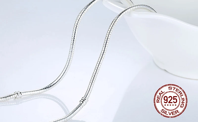 Collar de cadena de serpiente de plata de ley 925 para mujer, abalorio con cierre de bola seguro, regalo de boda, joyería artesanal, gran oferta