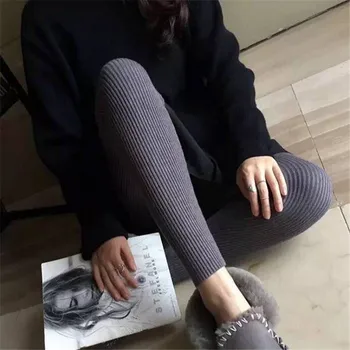 Mallas ajustadas de algodón para mujer, Leggings cálidos, elásticos, sólidos, para invierno, 2019