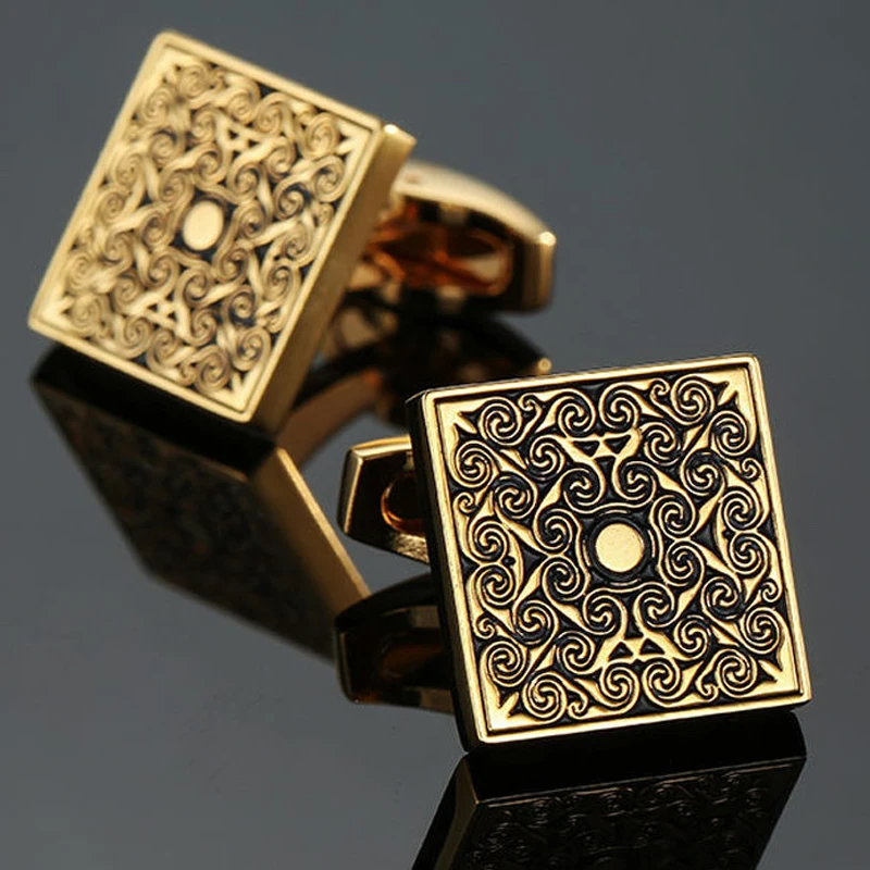 

Hand Carved Rose Cufflinks new fashion jewelry gold Cufflinks men's business shirt suit badge pin wholesale & retail