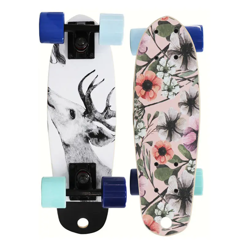 17 zoll Skateboard Super Mini Cruiser Kinder Erwachsene Straße Skating Holz Flache Skate Bord Elegant Kleine Größe Skates Patins 10 farben