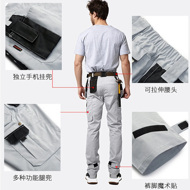 Summer Cargo Pants For Workers Multi-functional Wear-resistant Tool Trousers Factory Labor Uniforms Mechanic Tooling Overalls F3