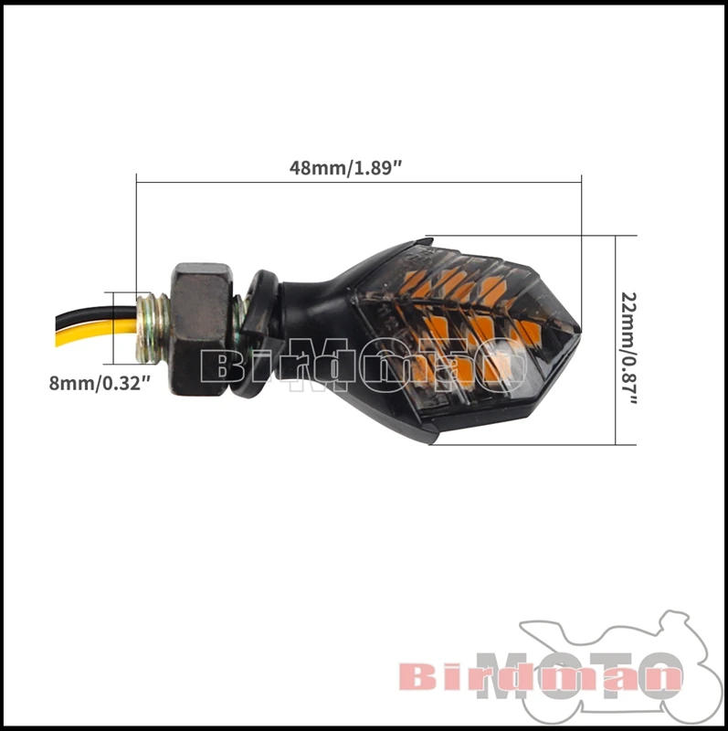 Clignotant LED pour motos, 8mm, 12 SMD, étanche, pour Kawasaki, Yamaha, Hyosung, Aprilia, Honda, 2 pièces