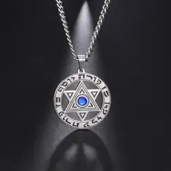 My Shape Star of David Crystal Pendant Necklace for Men Women Hebrew Talisman Amulet Supernature Stainless Steel Jewish Jewelry