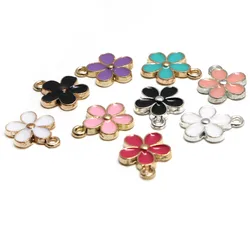 20Pcs 13x15mm Flower Charms Alloy Enamel Pendants Charms for Jewelry Making DIY Earrings Necklace Key Chains Jewelry Accessories