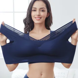 Non Cerchi senza soluzione di Biancheria Sexy Biancheria Intima Delle Donne reggiseni più di formato 7XL Un pezzo di Sonno Del Merletto Bella torna comfort Reggiseno delle donne maglia M-7XL bh