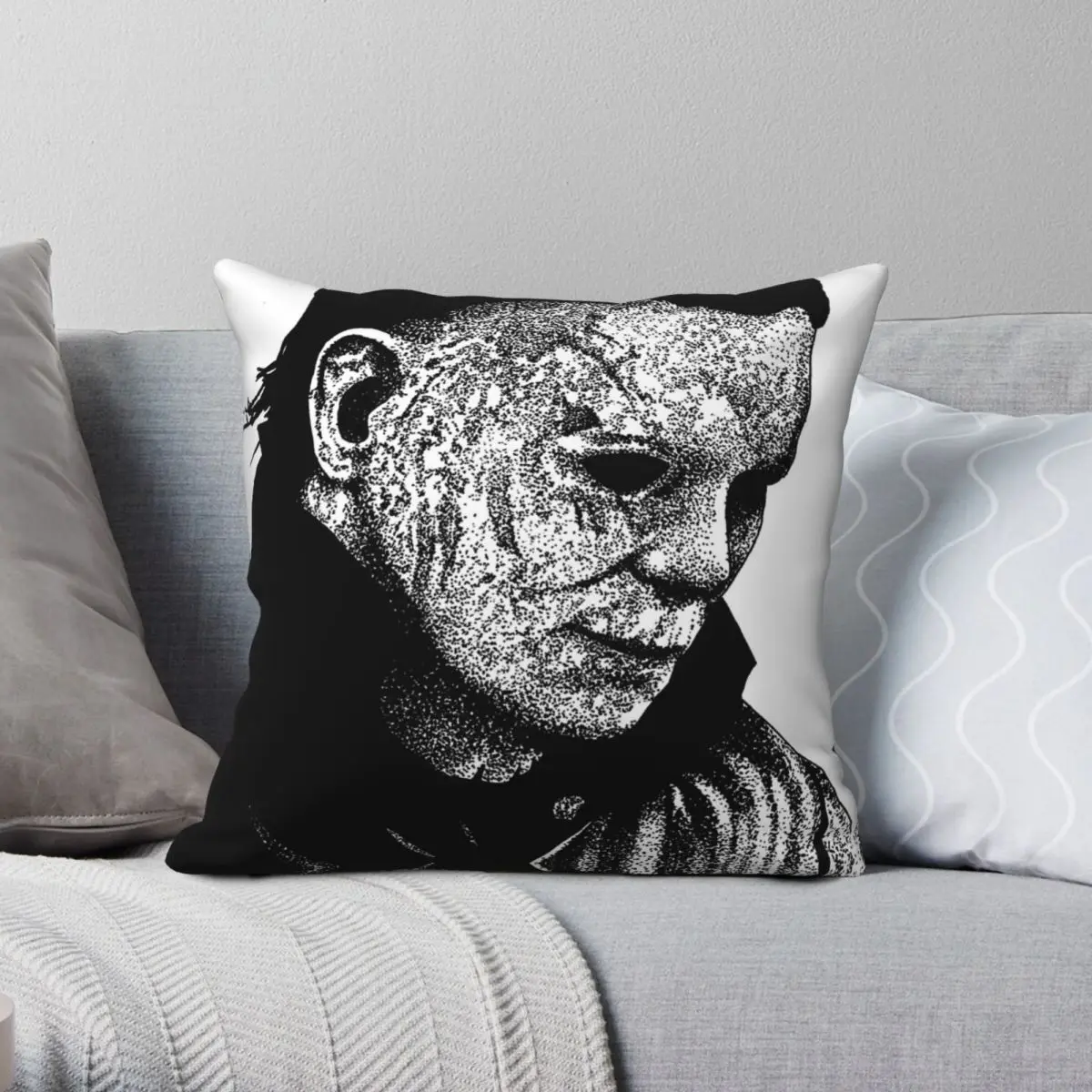 Halloween Micheal Myers Square Pillowcase Polyester Linen Velvet Pattern Zip Decor Throw Pillow Case Bed Cushion Cover