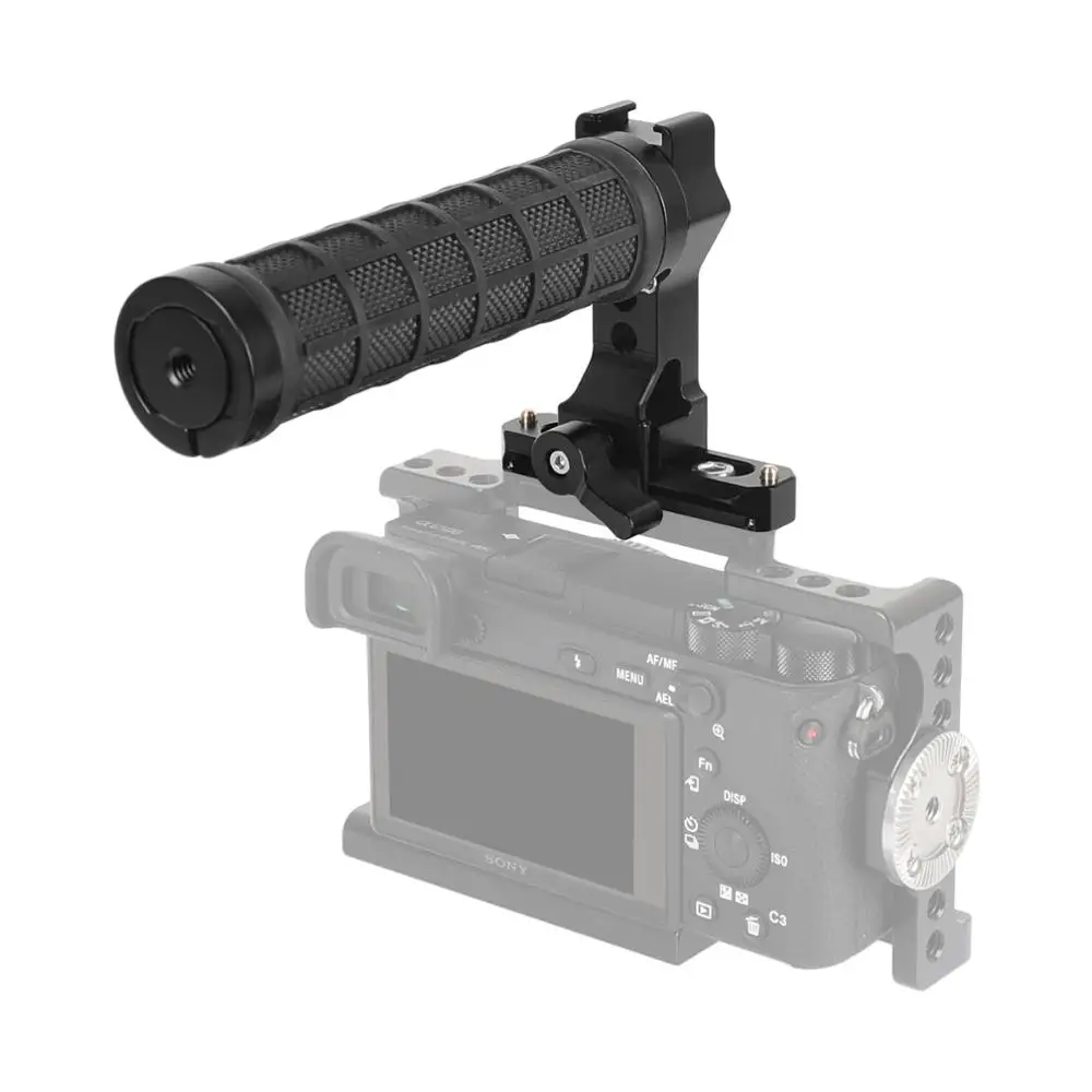 CAMVATE-empuñadura superior NATO de liberación rápida (cubierta de goma) con riel de seguridad NATO de 70mm para sistema de soporte de aparejo de jaula de cámara DSLR