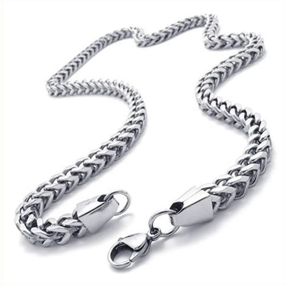 6mm Charm Trendy Mens Womens Chain Stainless Steel Necklace Foxtail Link Chains Curb Necklace Jewelry Gifts 24inch