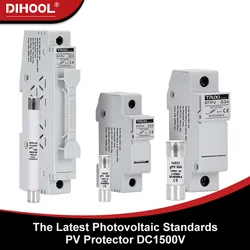 RTPV Solar Photovoltaic DC Fuse 1A To 63A Guide Rail Mounting 1500V PV Direct Current Fuse Holder Only Fuse 1038 1085 1451