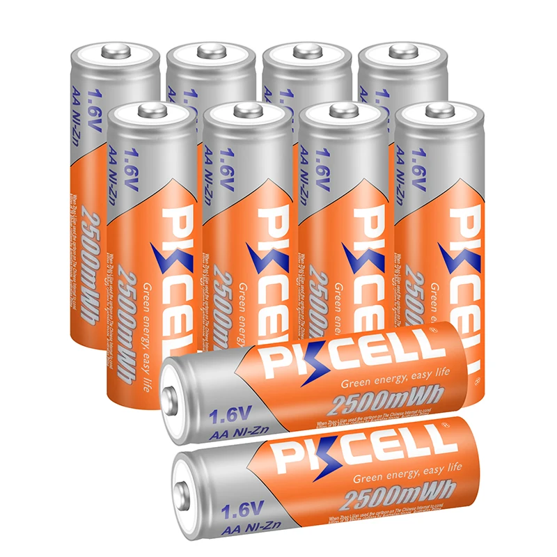 10PCS PKCELL battery AA Ni-Zn  AA Rechargeable Battery 1.6V 2500mWh bateria Rechargeable Batteriesfor Toys Camera batteries