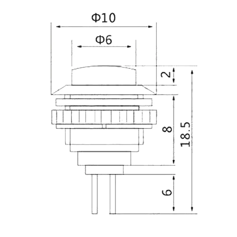 2/5Pcs DS-101สวิทช์ Micro ปุ่มสวิทช์รอบ Lockless Momentary ปุ่มสีแดงสีเขียว2Pin