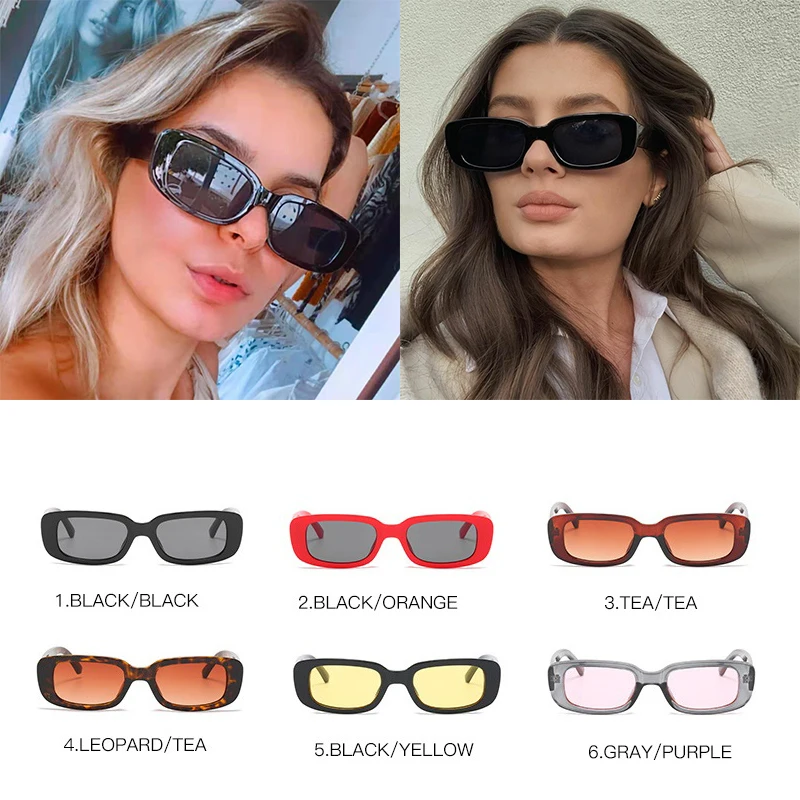 2024 Retro Rectangle Sunglasses Men Women\'s Brand Designer Men\'s Sun Glasses Female Black Eyewears Vintage Lentes De Sol Mujer