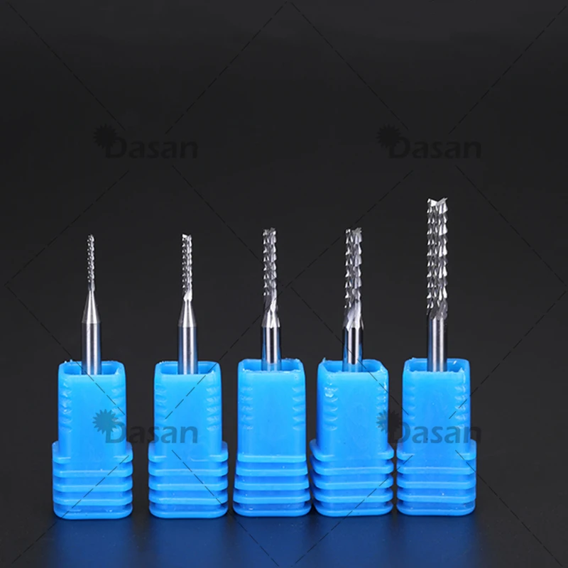 5PCS 3.175mm 1mm 2mm Solid Carbide End Mill PCB Corn Cutter CNC Machine Engraving Edge Cutter Woodworking