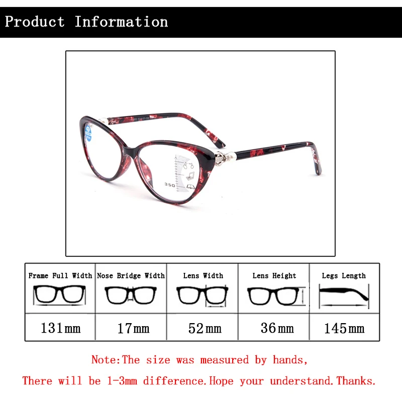 Anti Blue Light Women อ่านหนังสือแว่นตาแฟชั่น CAT EYE ดูใกล้ Far Presbyopia แว่นตา + 1.0,+ 1.5,+ 2.0,+ 2.5,+ 3 N5