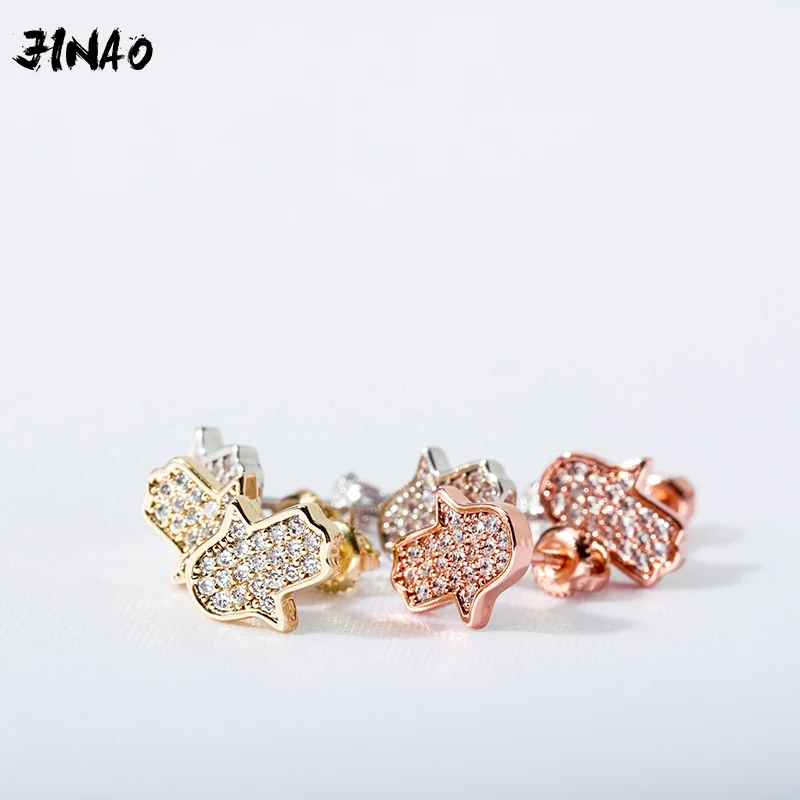 JINAO NEW 925 Silver Delicate Women Ear Stud Tiny Cubic Zirconia Hip Hop Women Sterling Silver Jewelry Minimalist Flower Earring