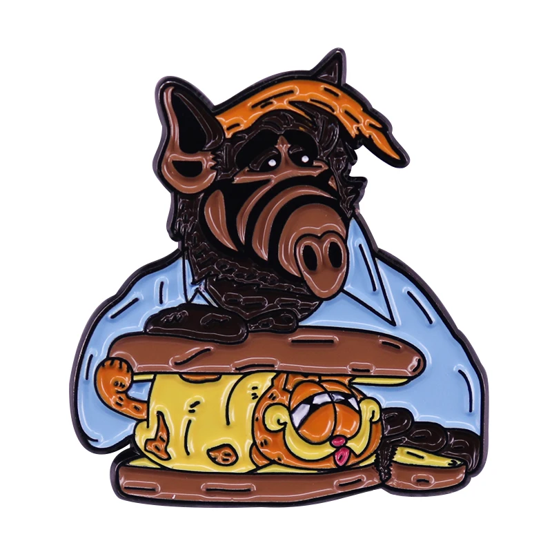 Alien Gordon Shumway and his favorite food Cat Burger enamel pin