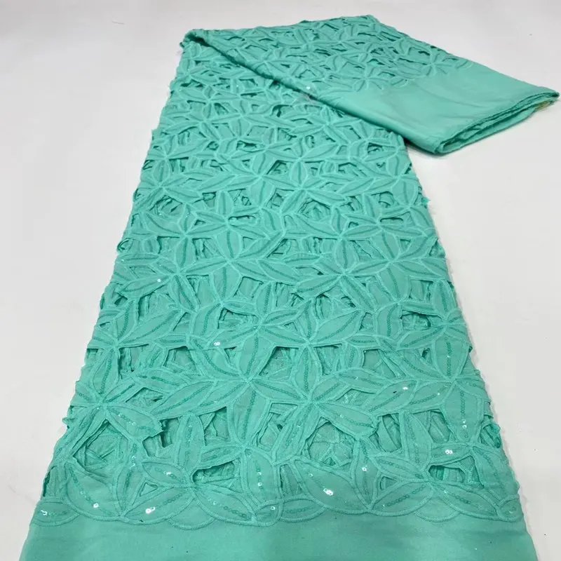 African Tulle Lace Fabric 2021 High Quality French Chiffon Lace Fabric With Sequence Nigerian Lace Fabric For  TS9433