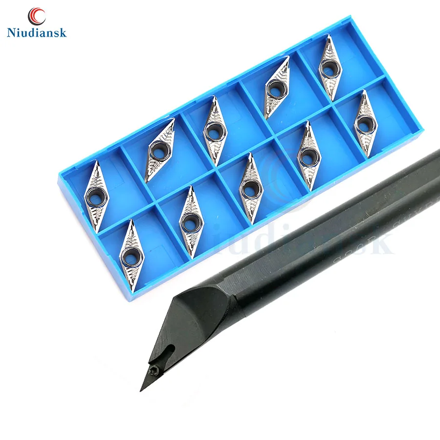 10 pz VCGT1604 inserti in metallo duro con foro interno + 1 pz S25S-SVXCR16 portautensili per tornitura interna SVXCL Set di utensili per tornio CNC