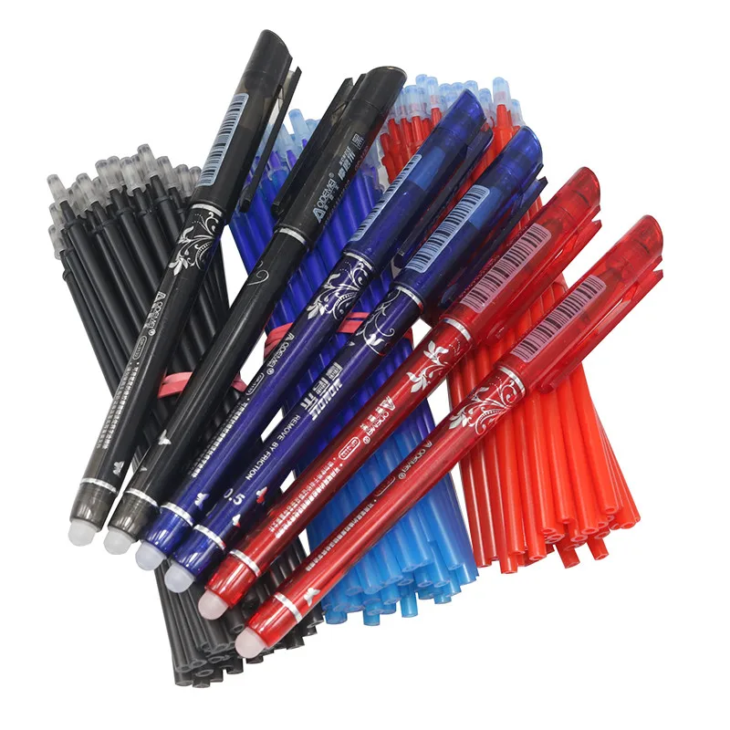 2+50Pcs/Set 0.5mm Blue Black Ink Gel Pen Erasable Refill Rod Erasable Pen Washable Handle School Writing Stationery Gel Ink Pen image 2