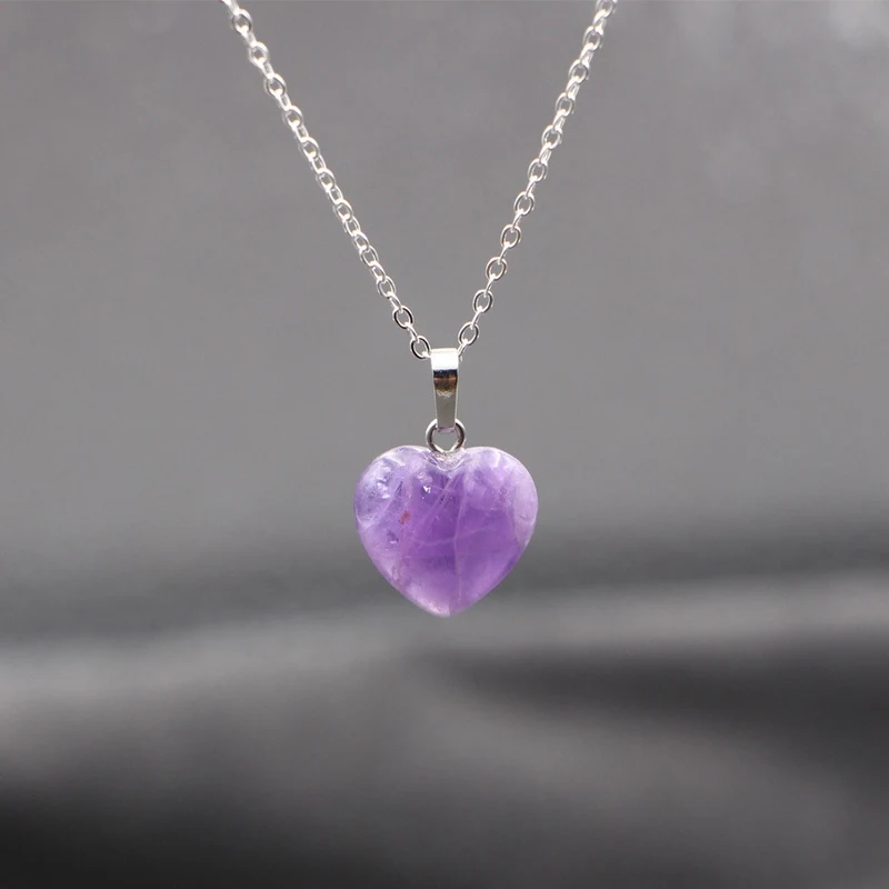 Cute Heart Natural Quartz Stone Choker Necklace Women Lucky Healing Chakra Opal Stone Pendant Necklace Female Jewelry Party Gift