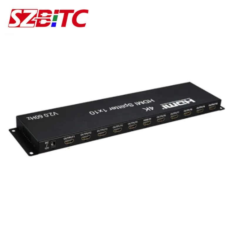 

SZBITC 4k 1x10 HDMI Splitter HDMI Distributer 1 in 10 Out Video Converter Multi Screen Display EDID Button RS232 PC DVD to TV