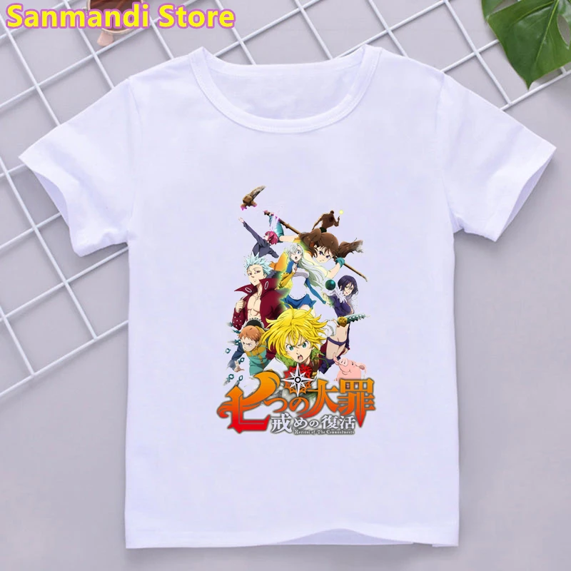 Le Logo De L'Anime Seven Deadly Sins Graphic Print Tshirt Girls/Boys Kids Clothes Japanese Anime  T Shirt Summer Tops Tee Shirt