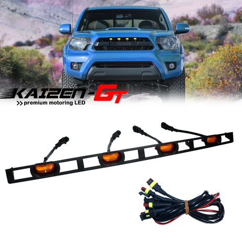 Luz LED ámbar/blanca para rejilla delantera de coche, Kit de arnés de cableado para Toyota Tacoma, parachoques delantero, luces de rejilla del capó, 12V, 2012-2015