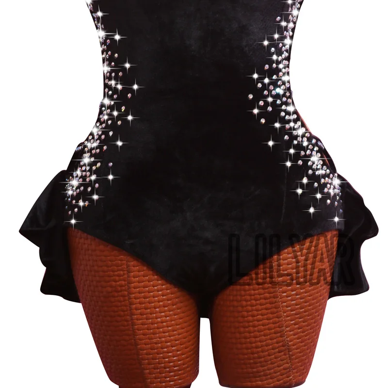 Latin Dance Pole Dancing Competition Dress Costumes Skirt Performing Dress Steel Pipe Girl Customize Women Stretch Velvet