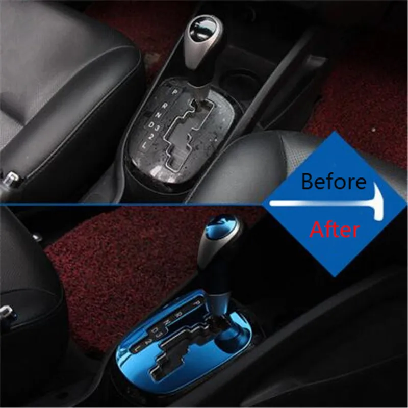 2pcs/set Car Styling stainless steel chrome Gear Gearbox decoration cover sticker for KIA Rio K2 2011-2016 Manual Automatic