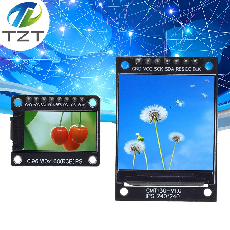 Tft display 0.96 / 1.3 polegadas ips 7p spi hd 65k módulo lcd a cores completas st7735/st7789 drive ic 80*160 240*240 (não oled)