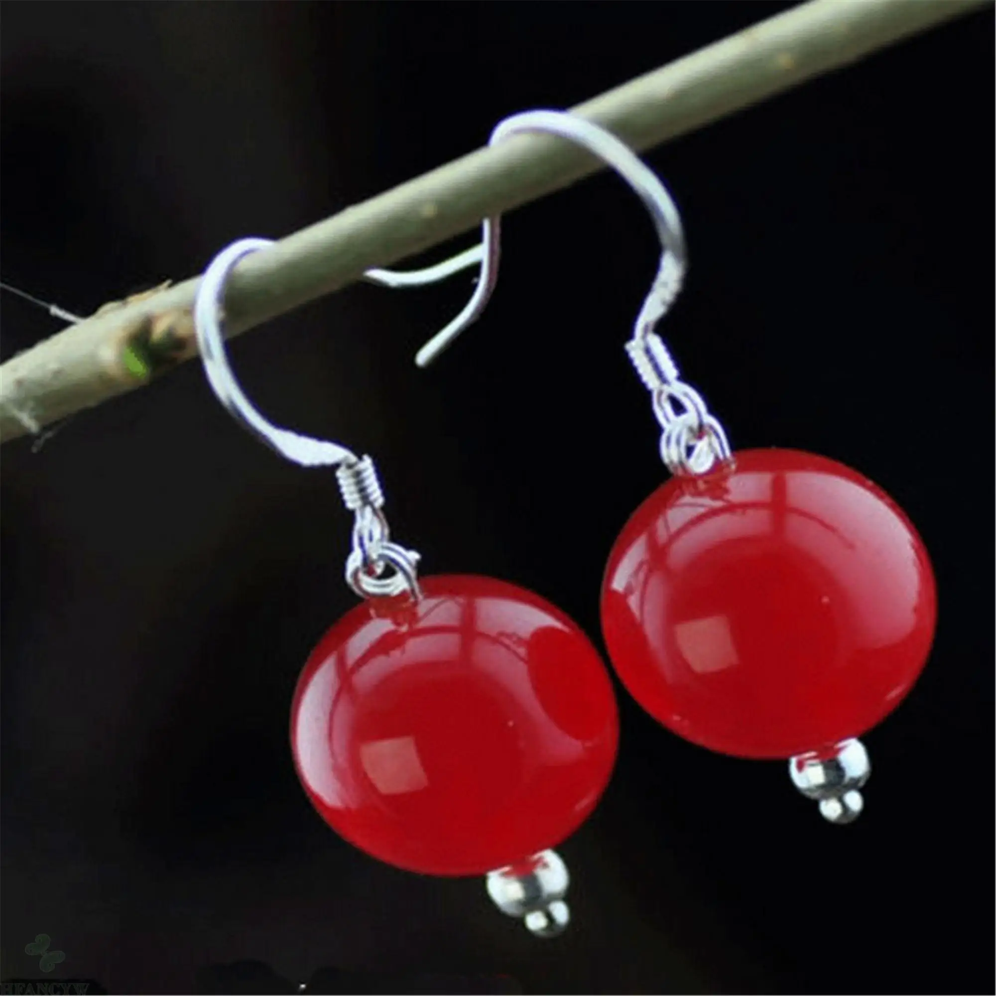 

10MM Carnelian Gemstone Earrings Tibet silver Ear Drop women DIY Handmade Earlobe Flawless