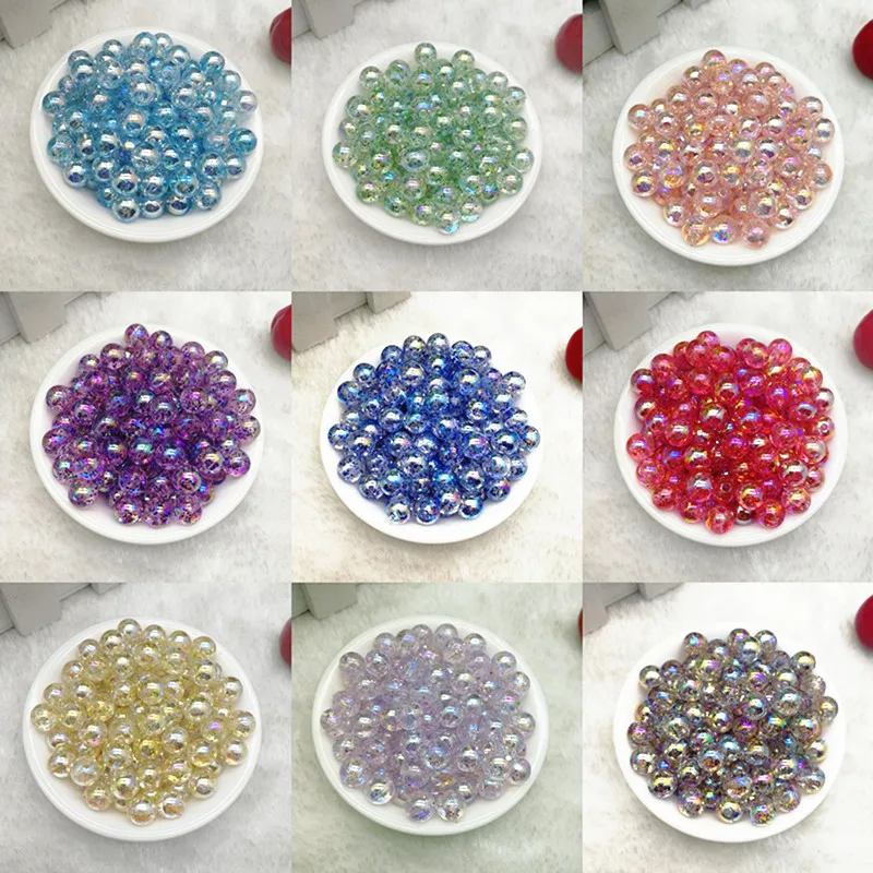 wholesale 8mm Acrylic Shining Round Pretty Transparent Spacer Loose Beads DIY