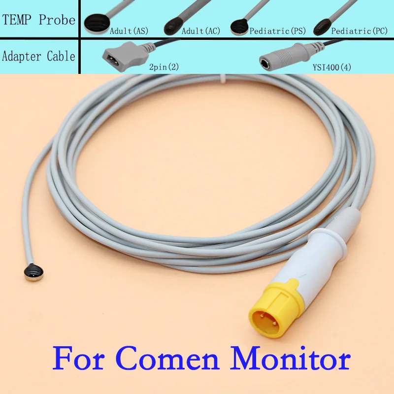 

Reusable Medical Temperature Probe for Comen Monitor,Adult/Pediatric Skin Surface/Esophageal/Rectal TEMP Sensor and Adapter.