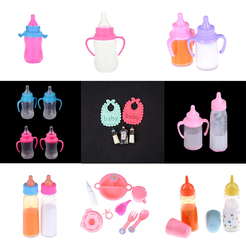 1:12 Dolls House Baby Doll Feeding Pacifier Bottle For Nursery Miniature Baby Bottles Shampoo Bibs Set Nursery Accessory Gift