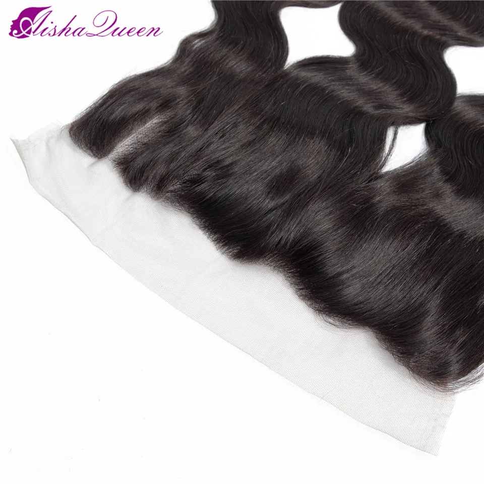 Aisha Queen Hair Body Wave 13x4 Lace Frontal Human Hair Closure Free Part Peruvian Non-Remy Hair Swiss Lace Natural Color