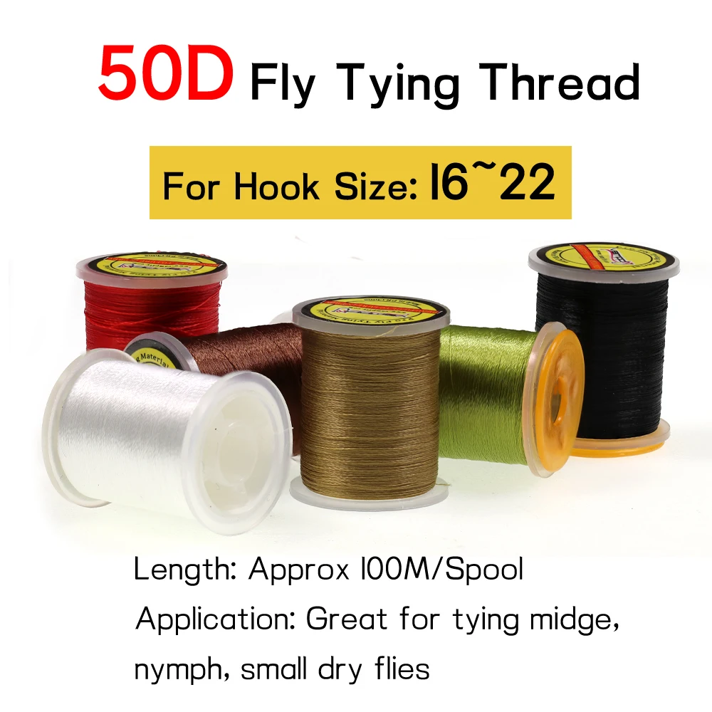 Bimoo 50D 7 Colors Fly Tying Thread for Size 16-22#  Midge Nymph Small Dry Flies Fly Fishing Lure Making Material