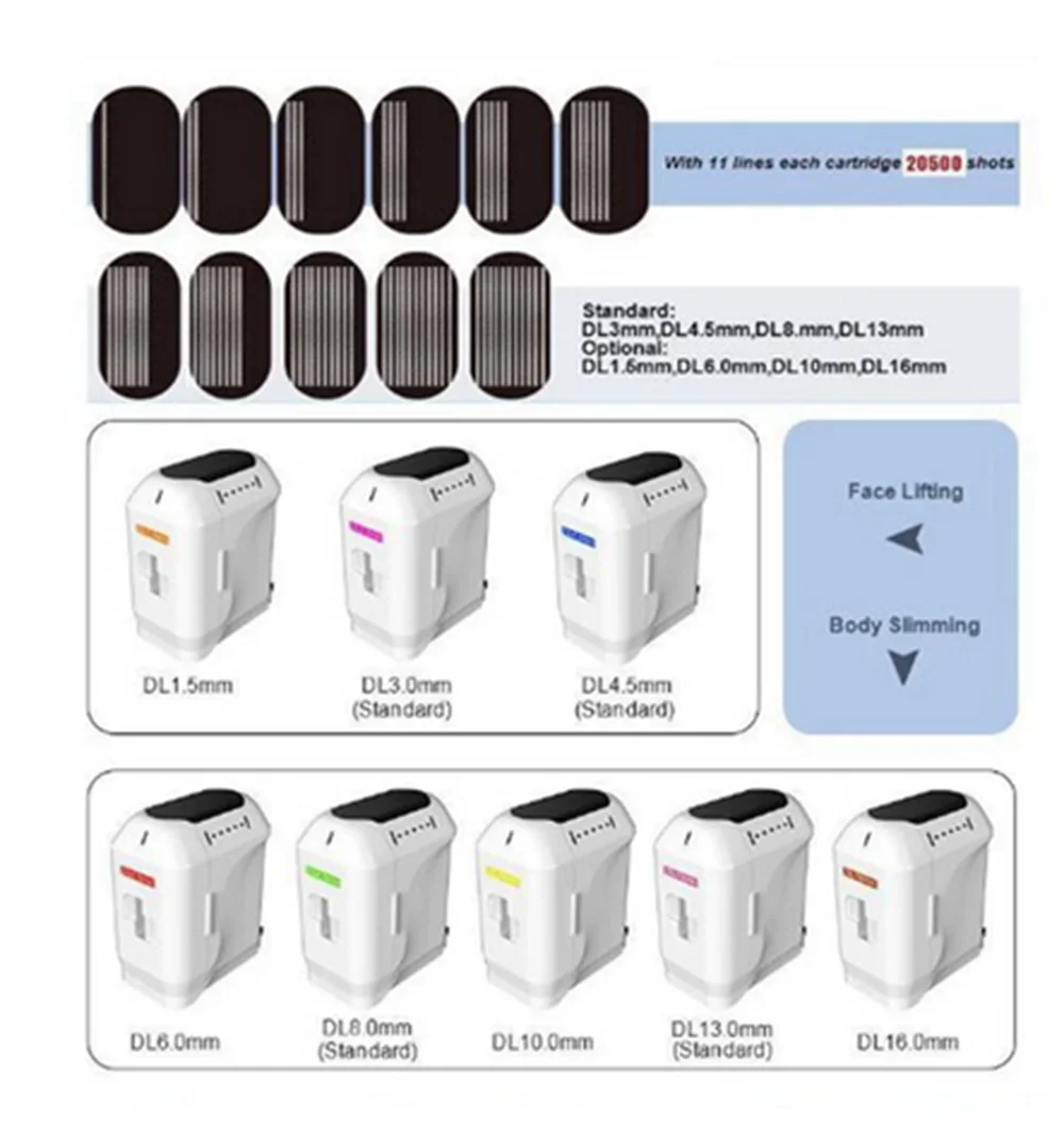 20000 Shots 12lines 3D/4D HIFU Replacement Head Treatment Parts Machine Handle Accessories Anti-wrinkle Face Body Lifting