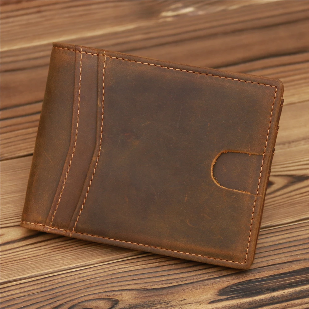 1051 Mens Wallets Genuine Real Cow Leather Vintage Retro Card Holder Driver Licence Id Credit Card Cash Money Holder Fashion