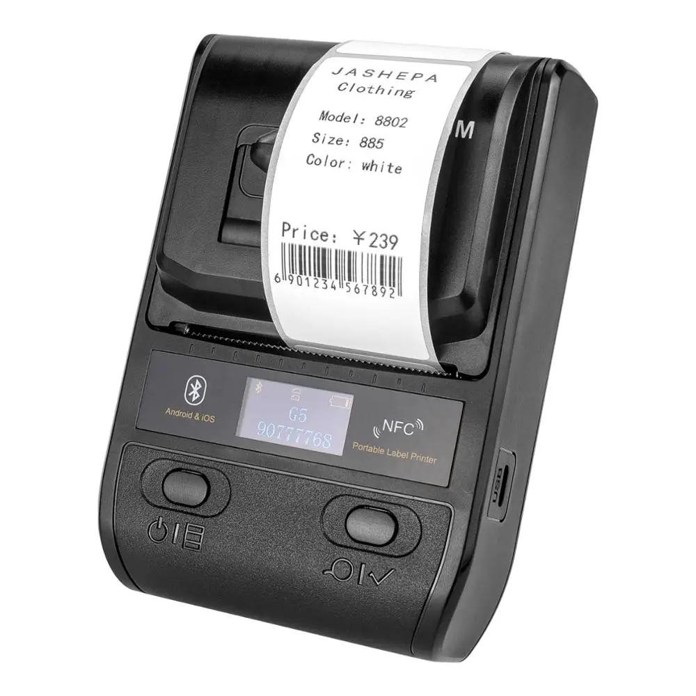 Netum Bluetooth Thermische Label Printer Mini Draagbare 58Mm Bonprinter Kleine Voor Mobiele Telefoon Ipad Android/Ios NT-G5