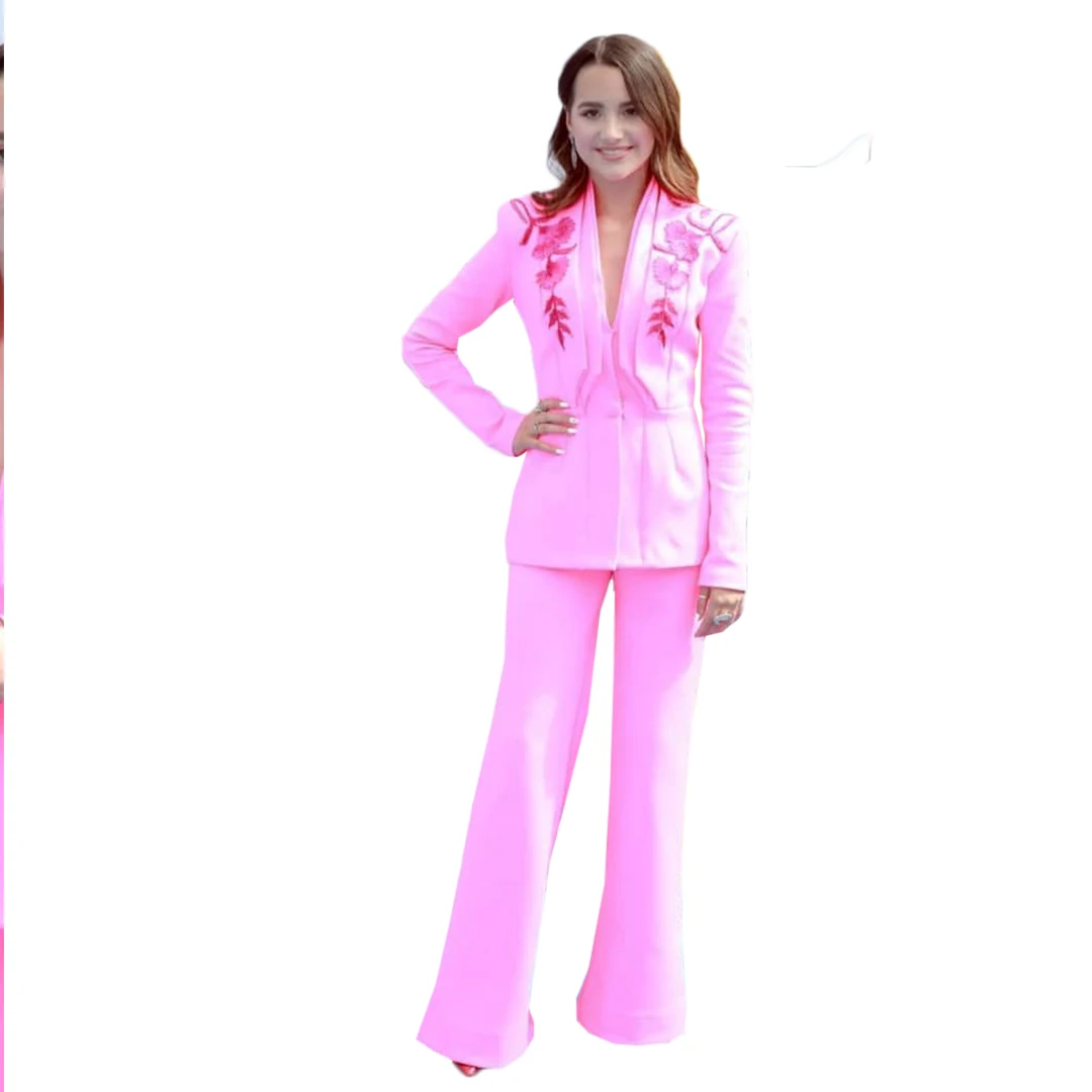 Lente Mode Hot Pink Vrouwen Broek Past Voor Bruiloft Moeder Van De Bruid Pak Dames Avondfeest Smokings Formele Slijtage 2 Pcs