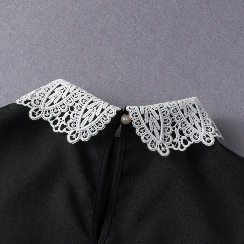 Lace Lapel Shirt Fake Collar Women\'s Autumn and Winter Sweater Decorative Collar Chiffon Shirt Collar Korean Wild Fake Collar