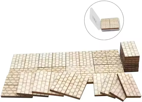 Dungeon Stone Square Floor Tiles (Set of 24) Wooden Laser Cut D&amp;D Modular Terrain 1" Grid