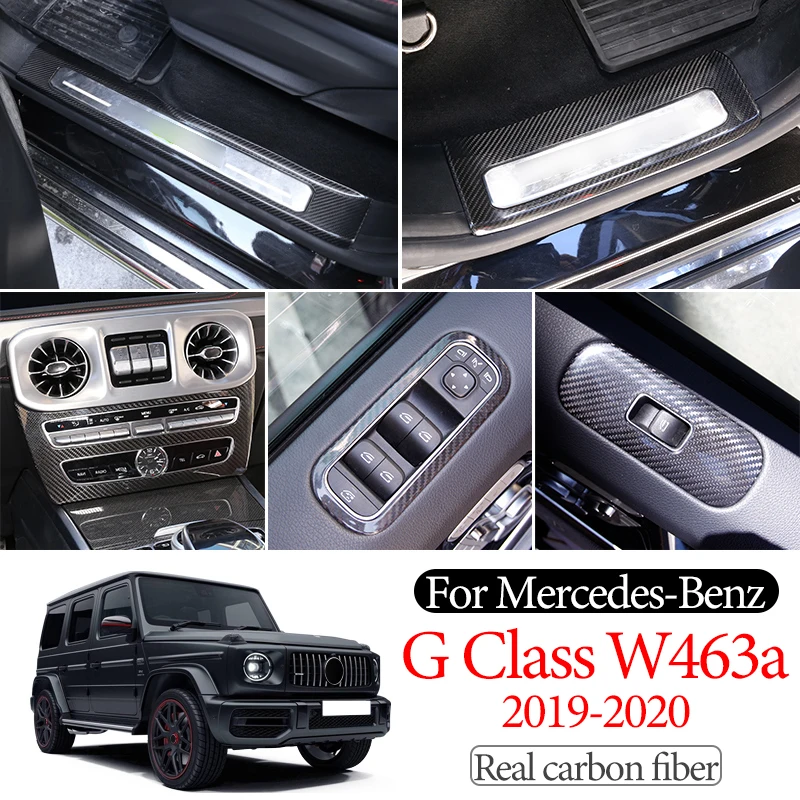 Real Carbon Car Door Window Gears Panel Bumper Turn Signal Frame For Mercedes Benz G Class W463a 2019-2020 Decoration Accessorie